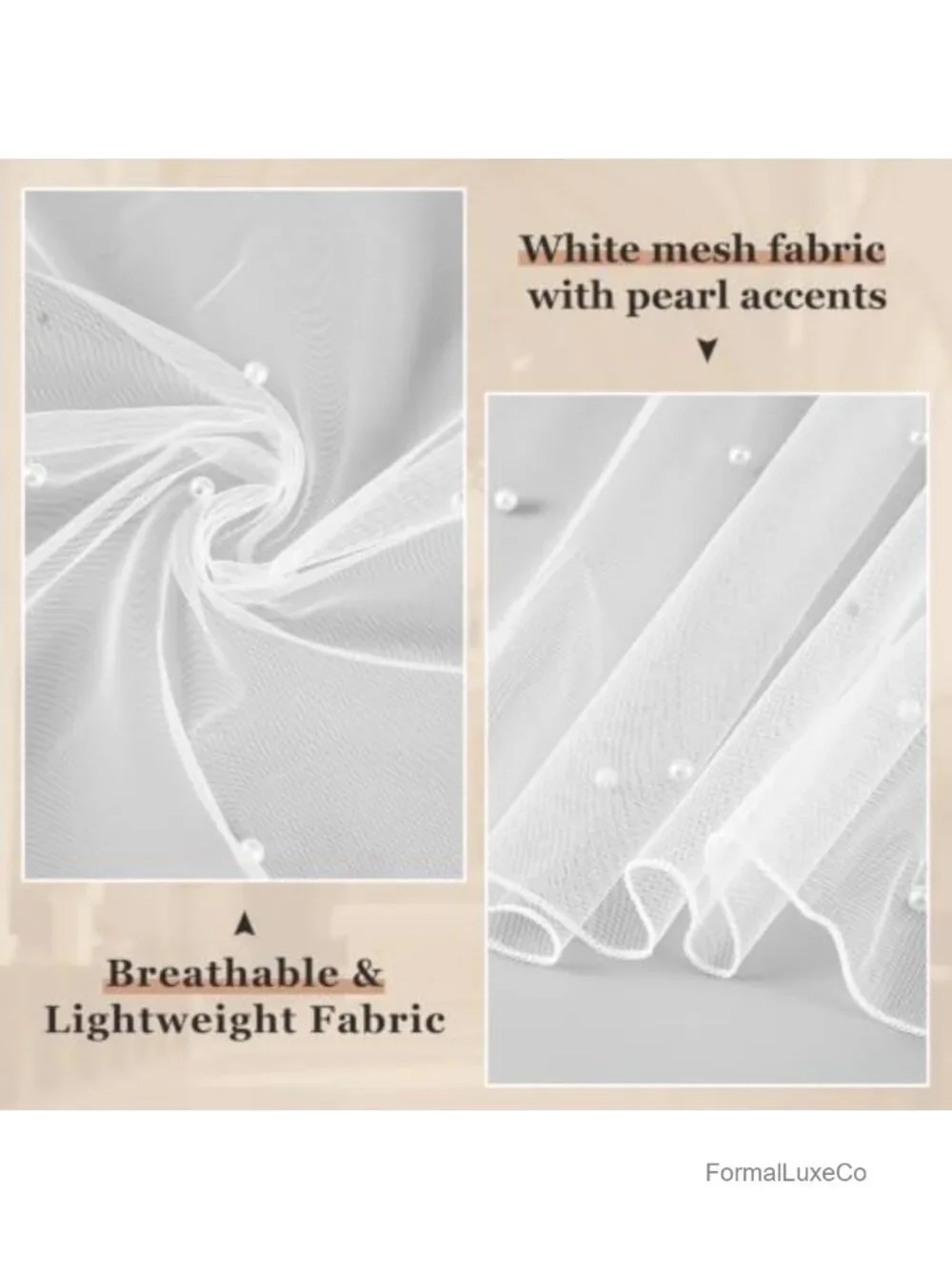 Rectangle Pearl Veil Scarf Shawl Lace Head Covering Wedding Prayer Mantilla